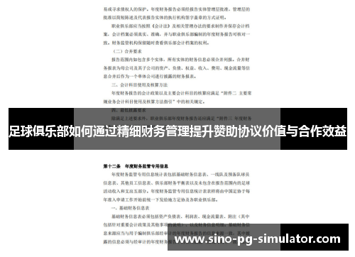 足球俱乐部如何通过精细财务管理提升赞助协议价值与合作效益
